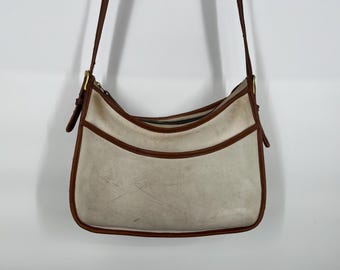 Vintage Late 80s/early 90s Coach White and Brown Classic Hobo