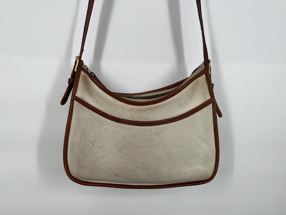 Vintage Late 80s/early 90s Coach White and Brown Classic Hobo