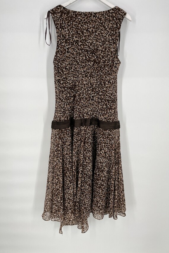 Vintage 90s Abstract Brown Cowl Neck Tank Dress b… - image 3
