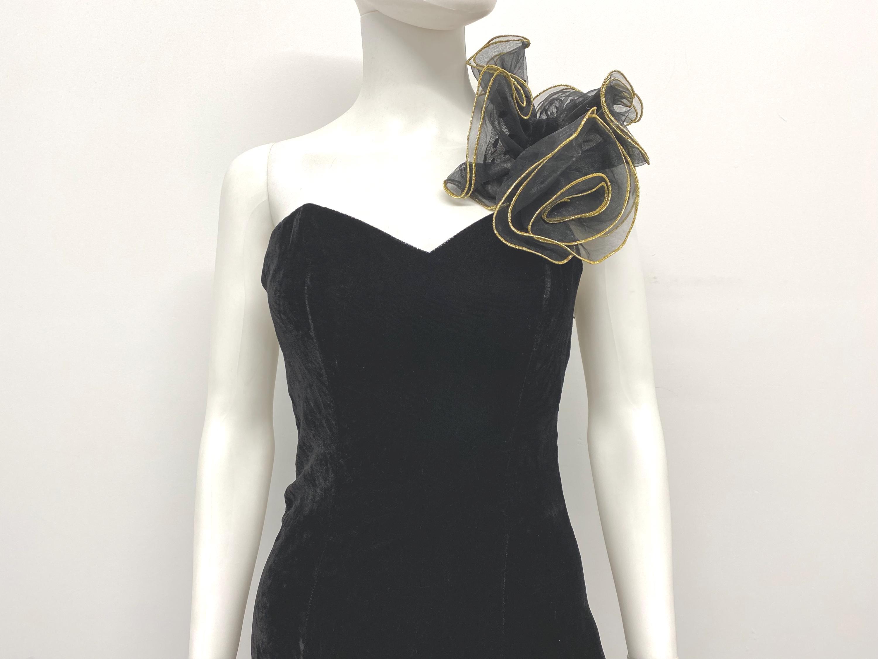Black Velvet Dress With Gold Trim - Etsy
