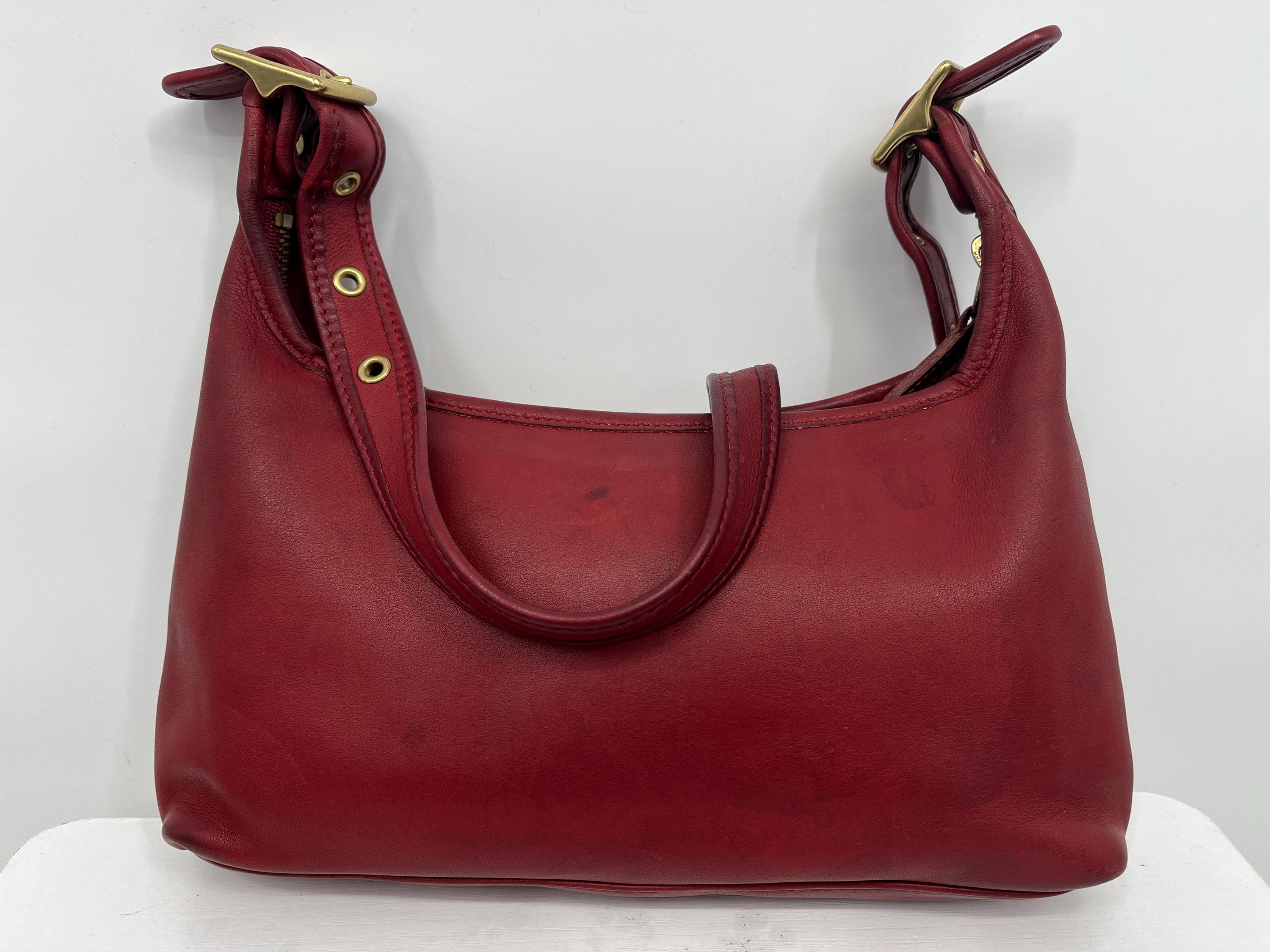 Vintage 90s Red Coach Legacy Small Hobo #9059 / Made in USA