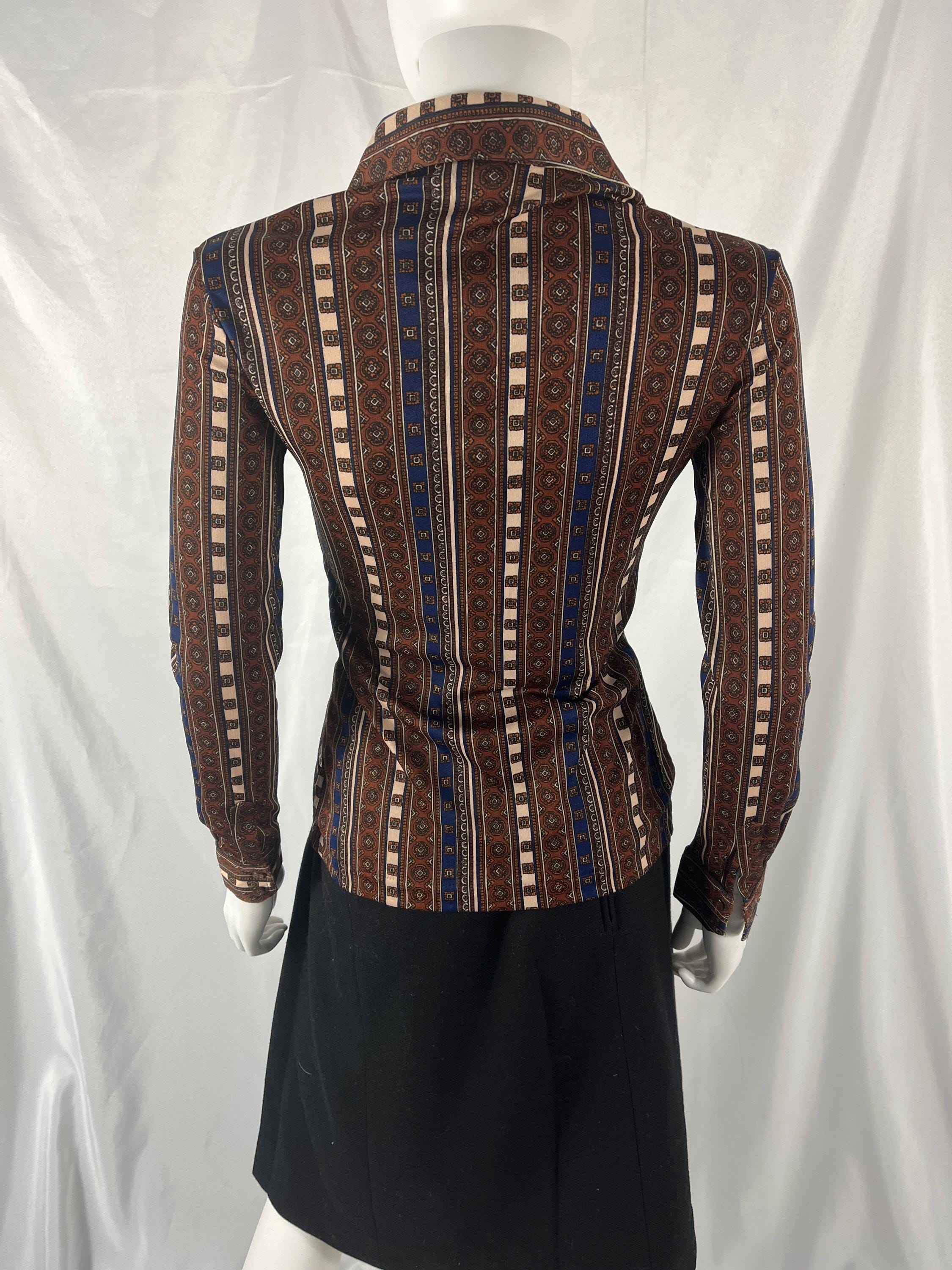 Vintage 70s Long Sleeve Button Front Blouse by Huk-a-poo / Size M ...