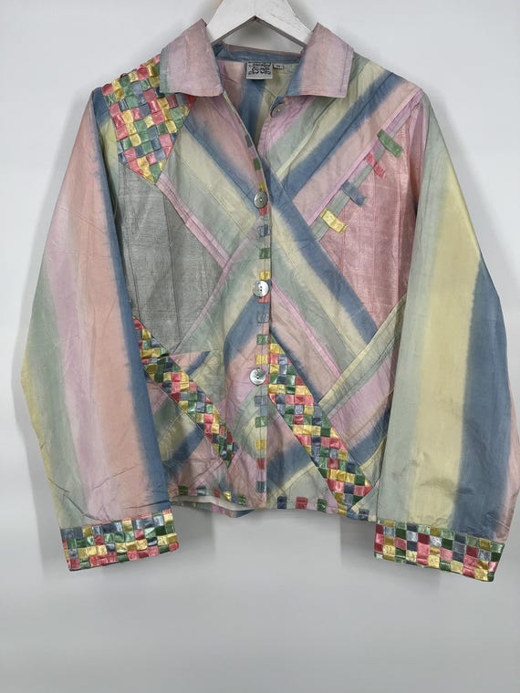 Vintage 90s Pastel Patchwork Jacket By Parsley & … - image 5
