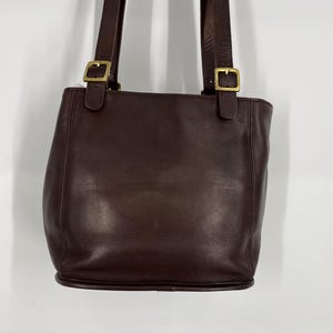 Vintage 90s Coach Mahogany Leather Shoulder Bucket Tote Bag #6008