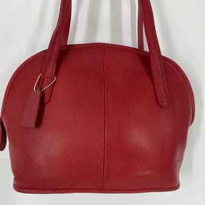Vintage 90's Coach Red Leather Asheville Zip Shoulder Bag  Made
