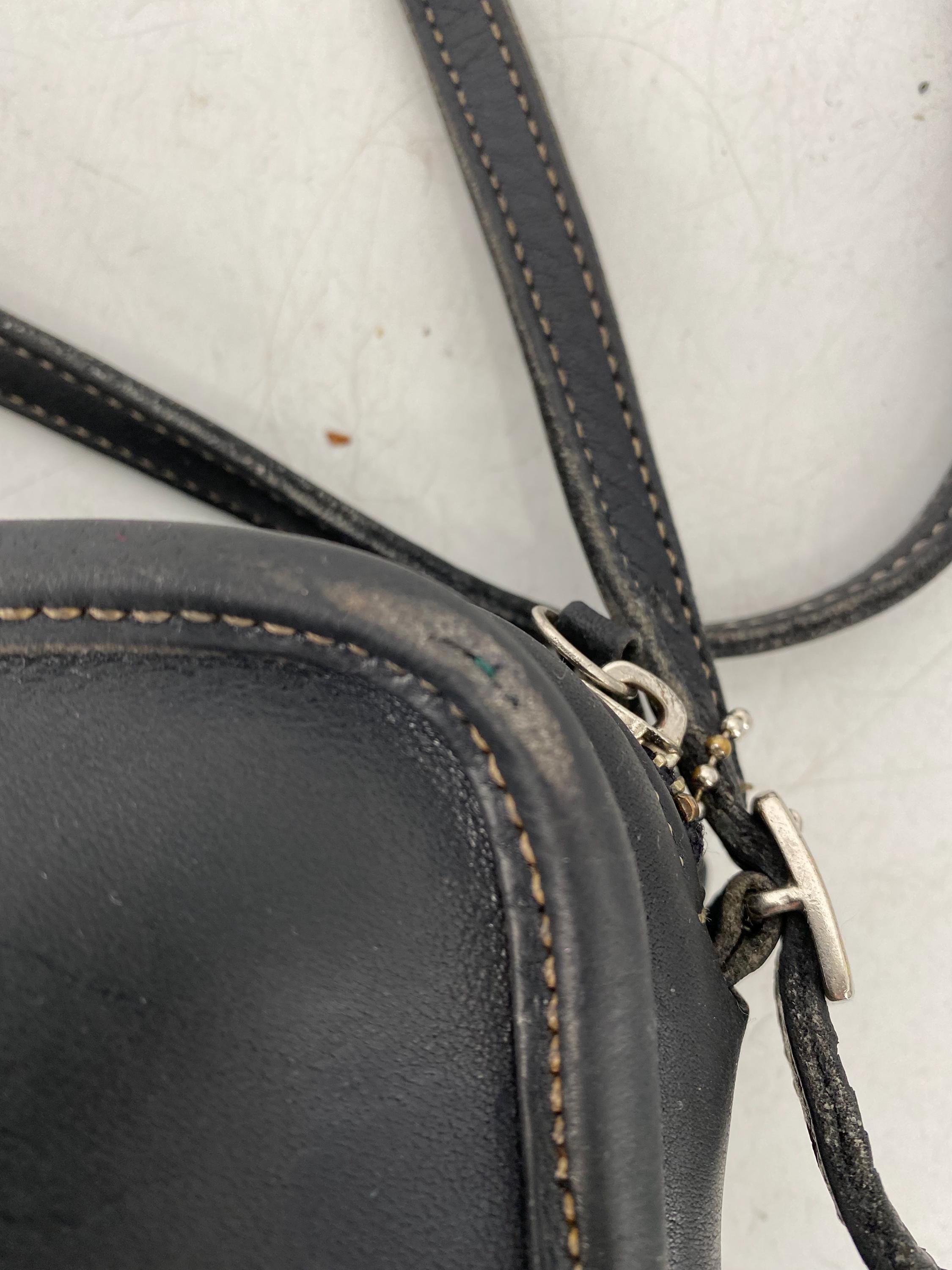 Vintage 90's Coach Black Leather Mimosa Zip  Shoulder Crossbody