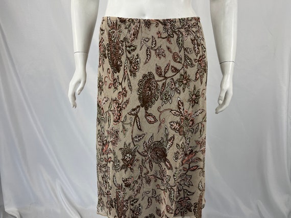 Vintage 90s Beige Paisley Print Skirt By DressBar… - image 1