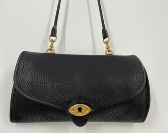 Vintage 90&#39;s Dooney & Bourke Black AWL Cavalry Pouchette \ Crossbody Shoulder Bag \ Made In USA \ PLEASE See Description, Photos And Video
