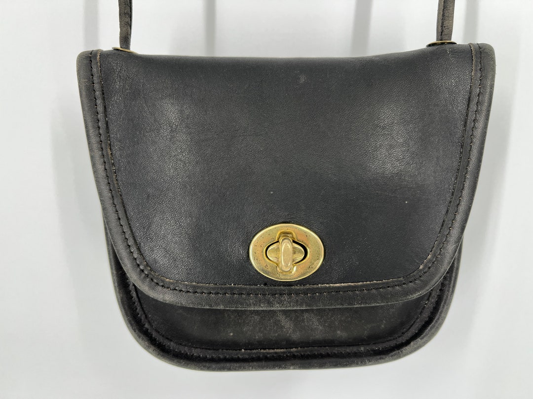 Auth Vintage Coach Made USA Black Everett Mini Shoulder Bag Crossbody Bag  #9934