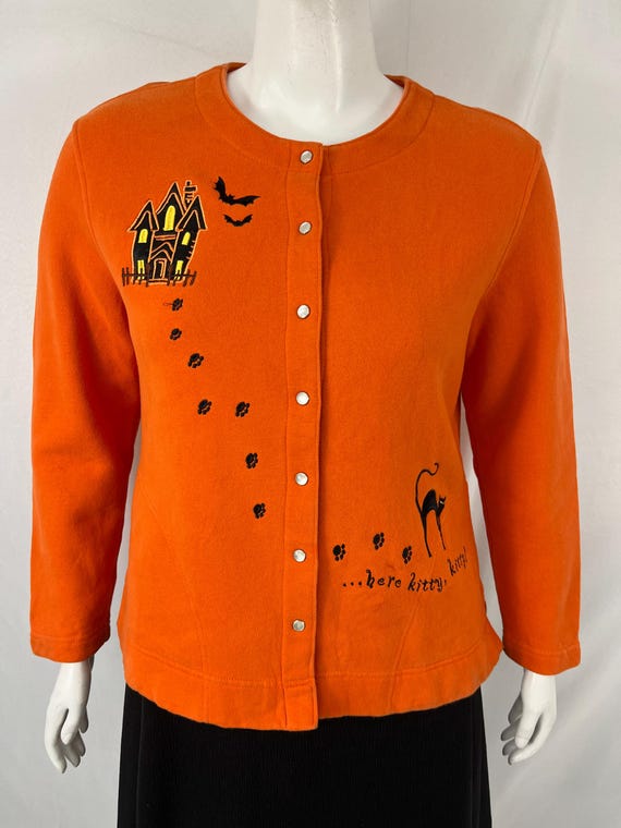 Vintage Classic Elements Orange Button Up Hallowe… - image 9