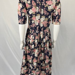 Vintage 80s Laura Ashley Blue Floral Sailor Collar Short Sleeve 100% Cotton Dress Size 8 PLEASE See Item Description And Photos image 7