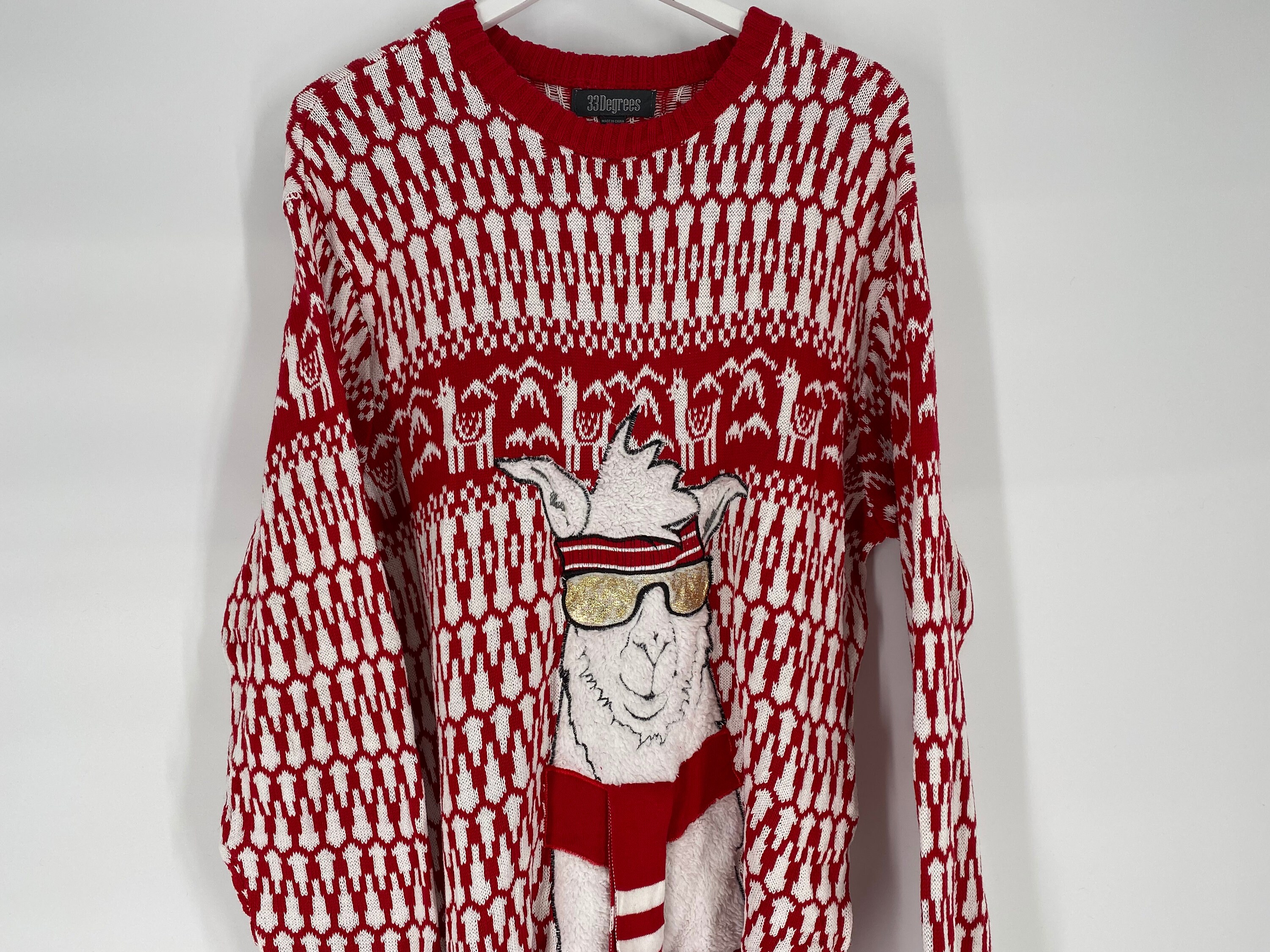 Holiday Llama Sweater Por 33 Grados Talla XL Por favor Vea Medidas