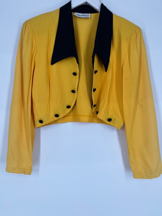 Vintage 80s Yellow And Black Long Sleeve Blazer B… - image 2