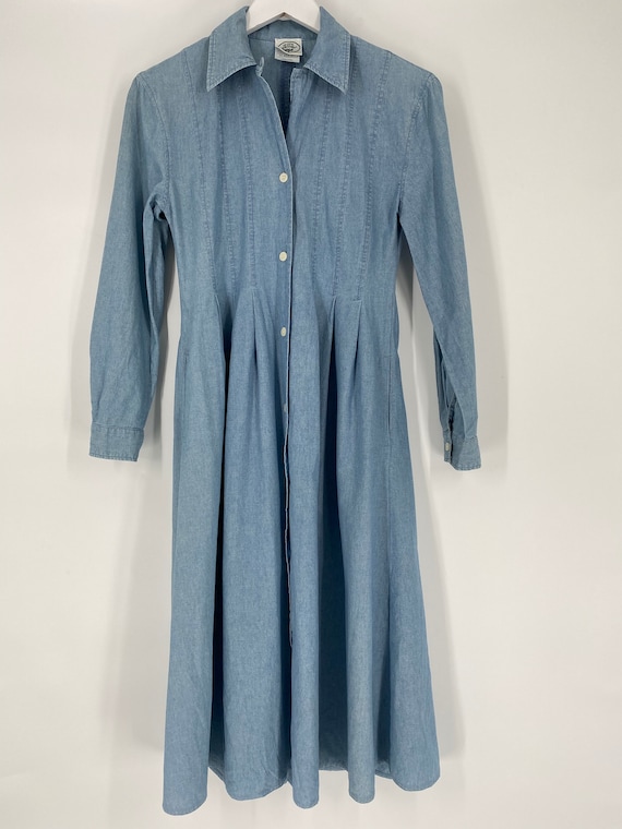 Vintage 90's %100 Cotton Blue Shirt Dress By Laur… - image 2