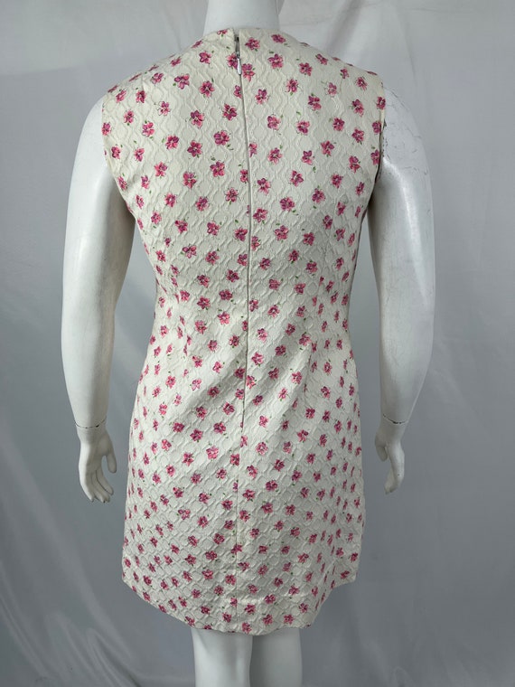 Vintage Homemade 70s White Dress With Pink Flower… - image 4