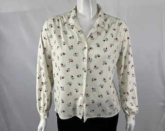 Vintage 80s Floral Print Blouse By Cape Cod Match Mates / Size 18 / View Description For Measurements And Condition Details