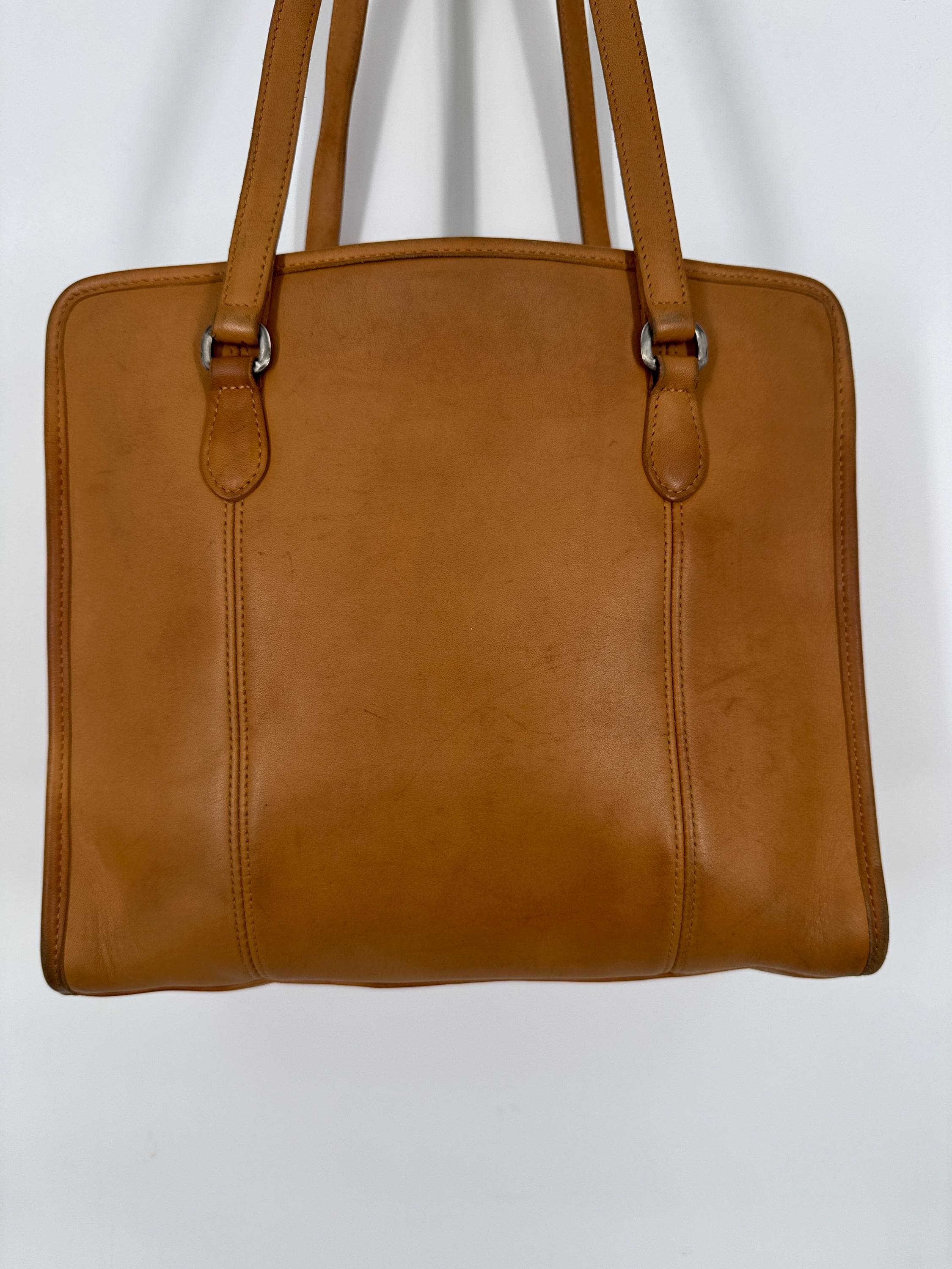 バッグ Old Coach Tote Bag Brown Vintage 90s Vintage 90s Coach Tabac Compartment Tote Bag  Made in Mexico