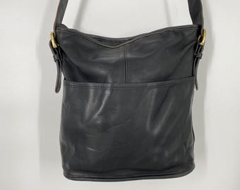 Vintage 1999 Coach Black Leather Sutton Zip Shoulder Bag  Made in