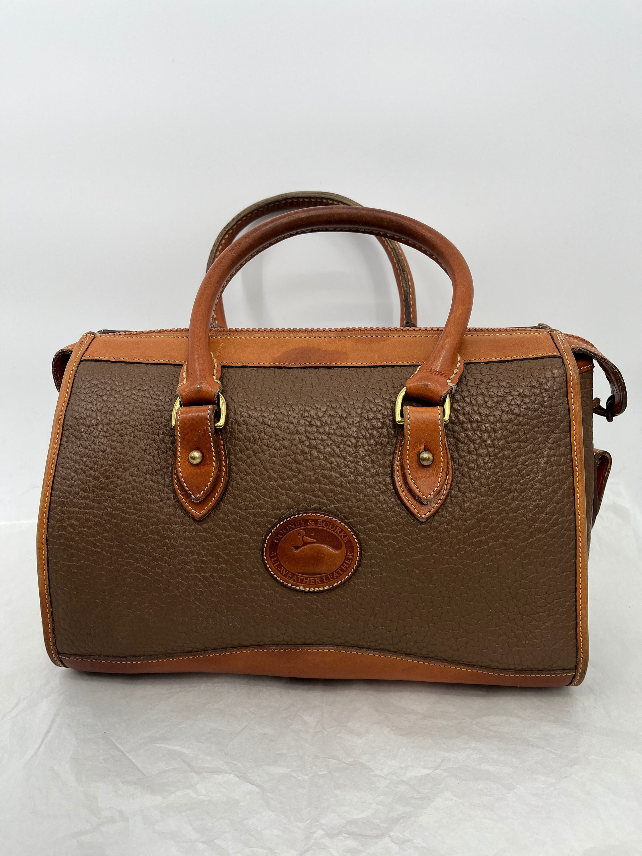 Dooney Bourke Saddle Brown Tote DB Monogram & Vachetta Leather Bag + FOB