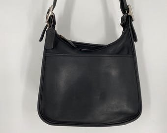Vintage Y2K Coach Black Leather Legacy Zip  Shoulder Bag  Made