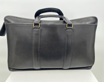 Vintage 90s Coach Black Lenox Brief Leather Briefcase #5213  Made