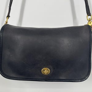 Vintage 70s Coach FADED Navy Convertible Clutch Leather Shoulder