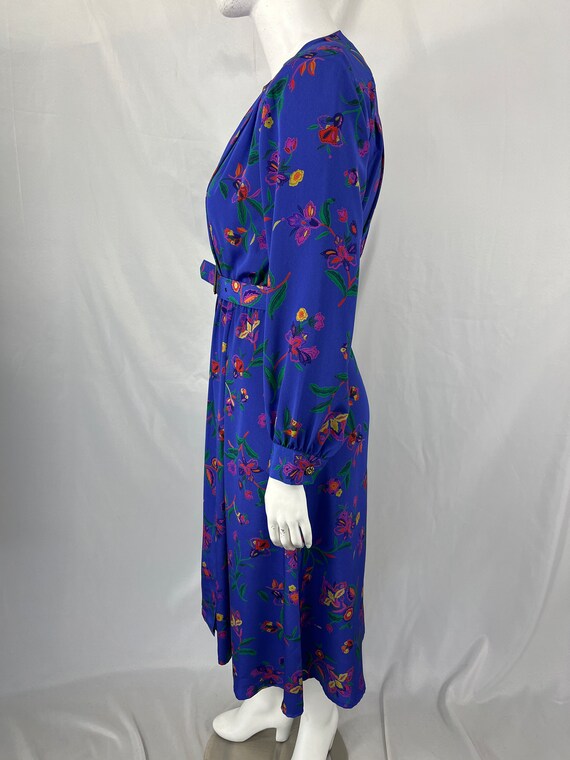 Vintage 80s Purple Floral Long Sleeve Dress By Li… - image 3