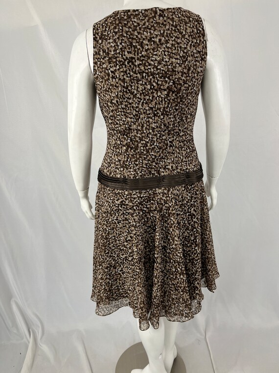 Vintage 90s Abstract Brown Cowl Neck Tank Dress b… - image 5