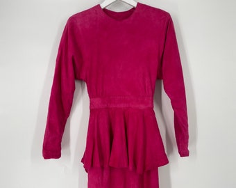 Vintage 80's Bright Pink Suede Dress With Open Back By Vacco For Neiman Marcus \ Size 6 \ Made In USA \ SEE Description, Photos And Video