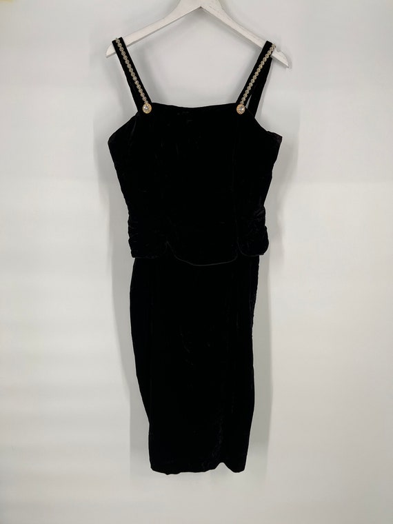 Vintage Scott McClintock Black Velvet Tank Dress … - image 1