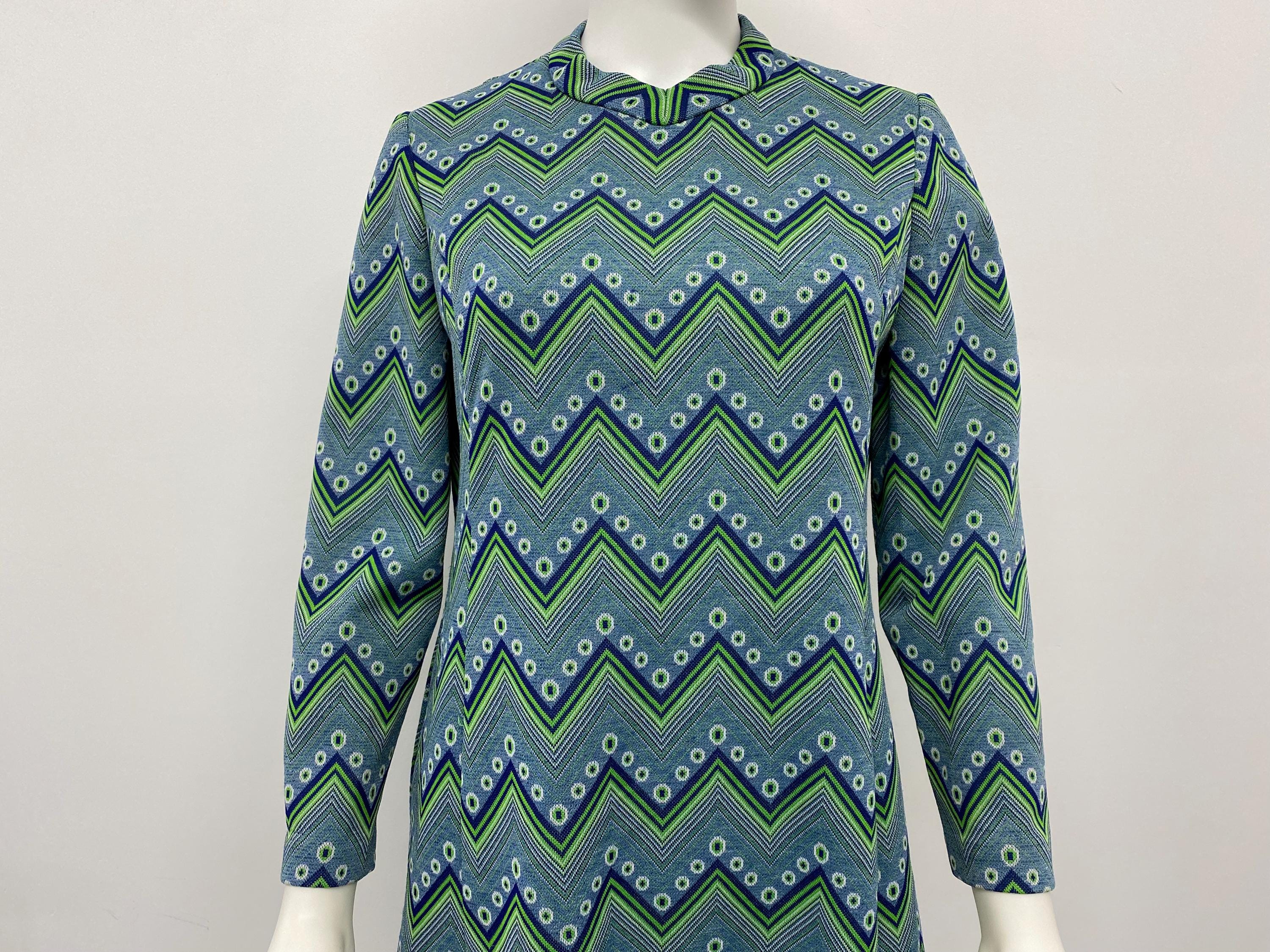 blue and green chevron dress Jessie Dress in Bloom Gingham XXS