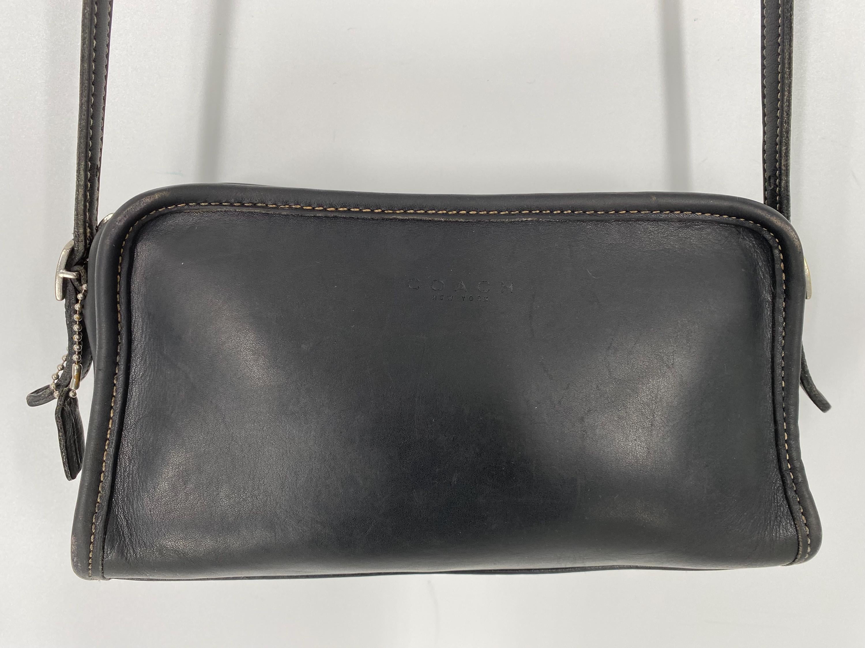Vintage 90's Coach Black Leather Mimosa Zip  Shoulder Crossbody