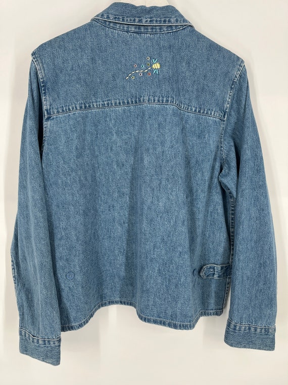 Vintage 90s Denim Jacket With Flower Bee Embroide… - image 5