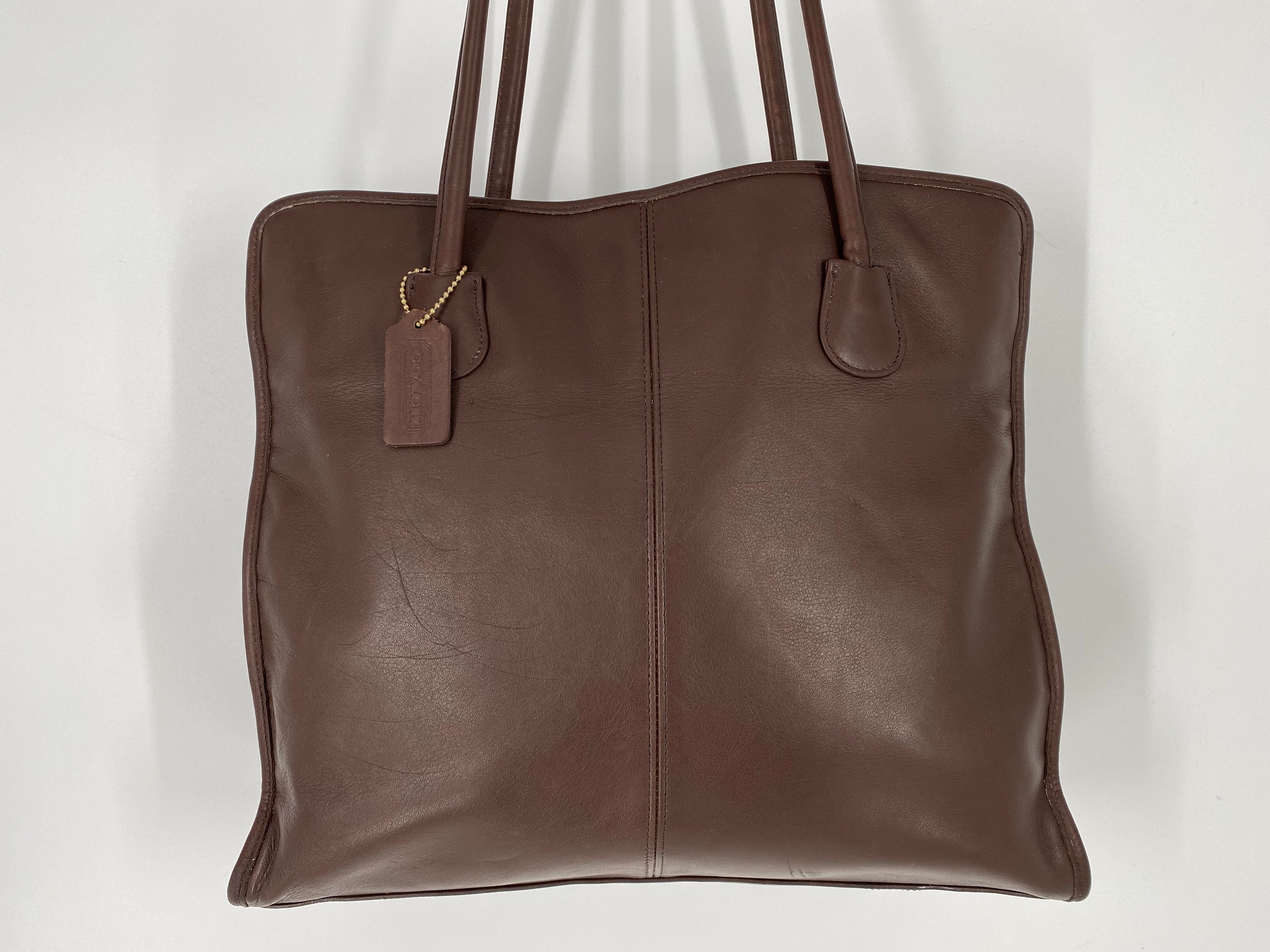 Vintage 1997 Coach Dark Brown Leather Large Tote Bag  Made in USA
