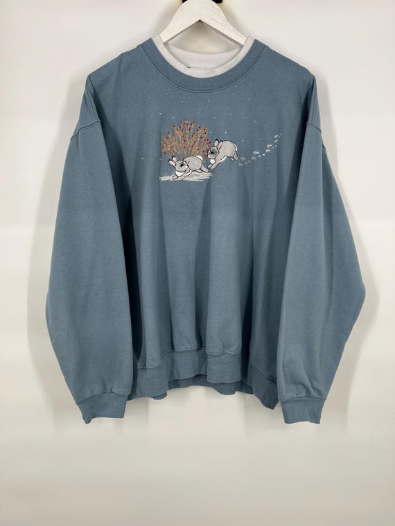 Vintage 90s Bunnies In Snow Crewneck By Country Store / Size 2X / View Description For Measurements And Condition Details View 5