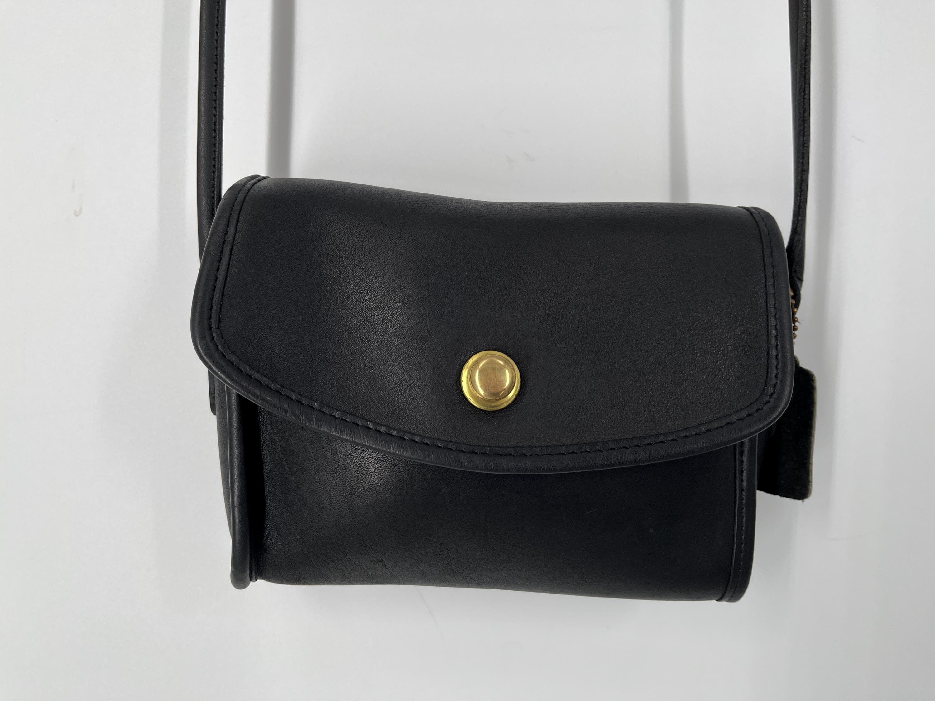 Vintage Coach Black Leather Crossbody Bag - Etsy