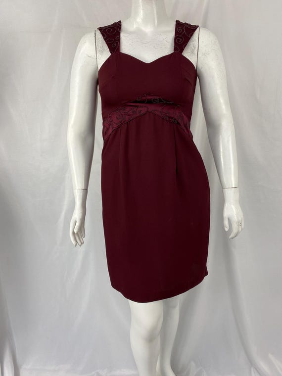 burgundy dress used Vintage 90's Maroon With Bead Detail - by Modern Touch - Size 11/12 - Made in USA - See Description and Photos offering a blend of