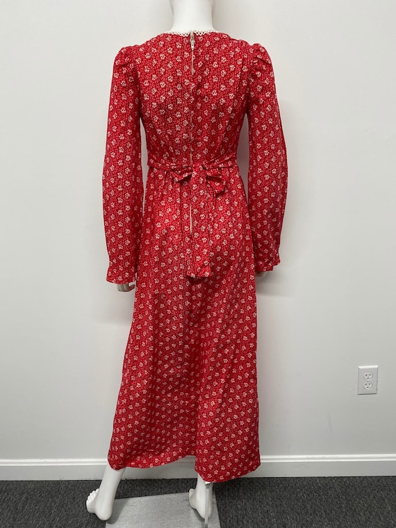 Vintage 70's Homemade Red Prairie Dress With Flor… - image 8