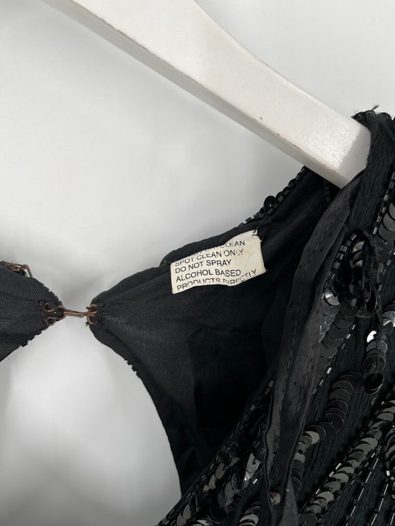 Vintage 80s Black Fully Sequin Silk Dress by Sten… - image 6