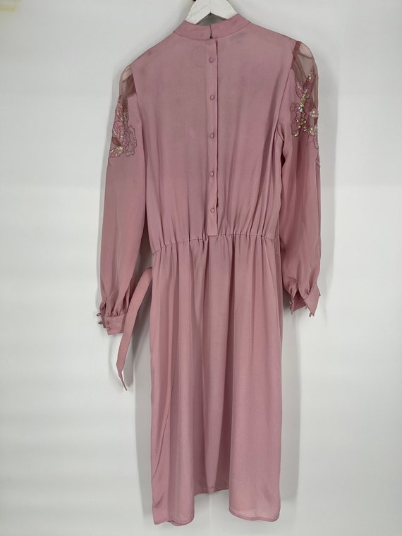 Vintage 70s Pink Long Sleeve Belted In The Mood D… - image 4
