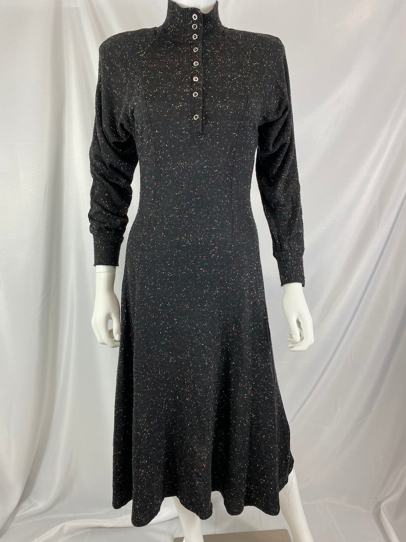 Vintage 80/'s Black Dress With Colorful Speckle Pattern By Just Us \\ Size 5 \\ See Measurements \\ Made In The USA