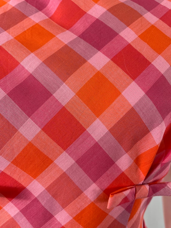 Vintage 50s Adorable Pink And Orange Plaid Dress … - image 9