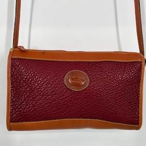 Vintage 80s Dooney & Bourke Leather Shoulder Bag Rouge Zip Top / View Description For Measurements And Condition Details