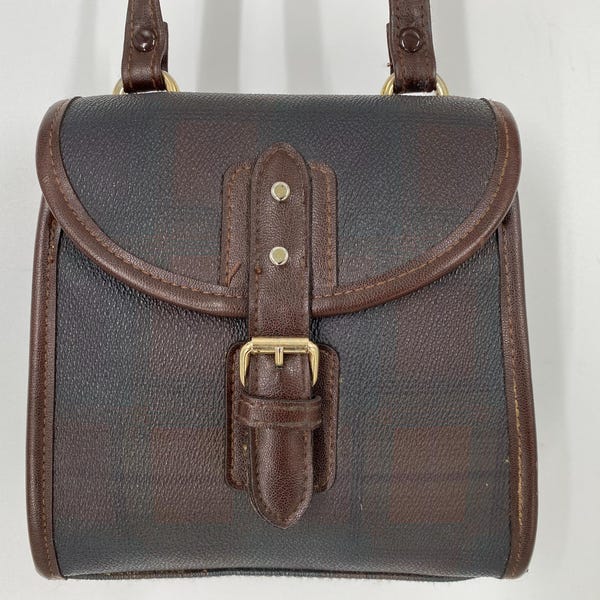 Vintage 90's Liz Claiborne Small Plaid Polyvinyl Crossbody Bag - See Description, Photos And Video