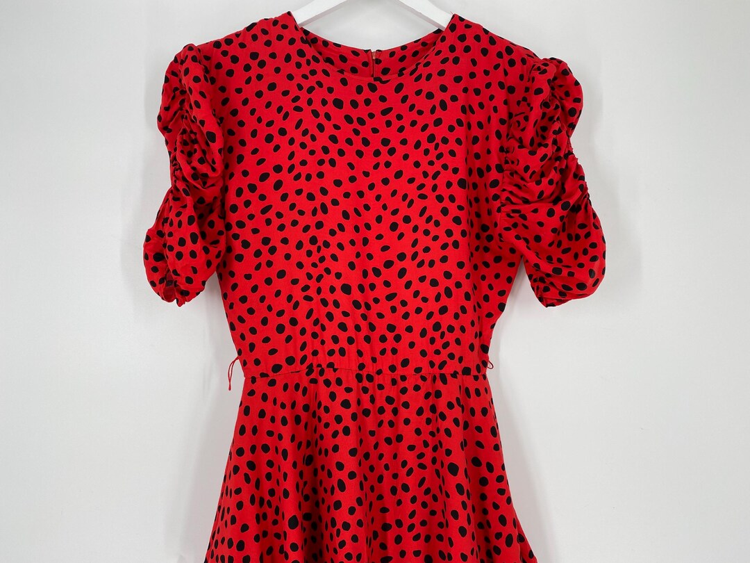 Vintage 80's Red and Black Polka Dot Dress With Matching Belt by Vicki ...