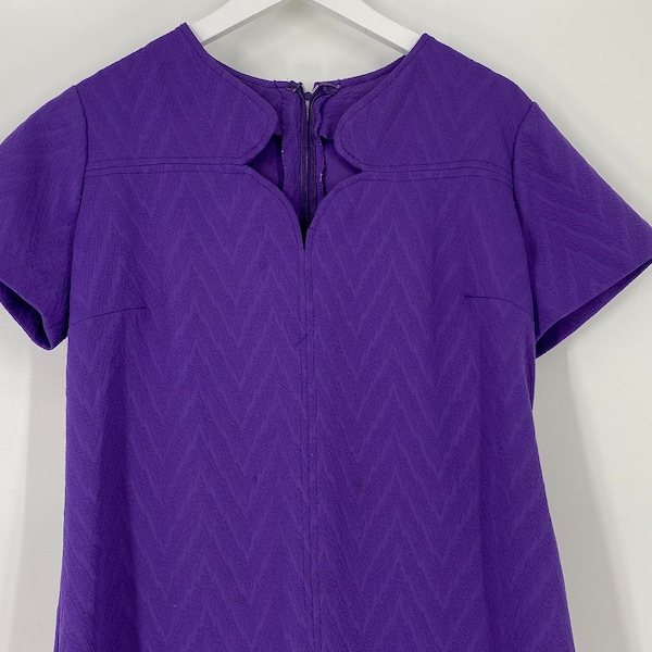 Vintage 70's Homemade Purple Mini Dress \ Measures As A Size XL \ PLEASE See Description And Photos