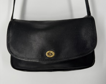 Vintage Y2K Coach Black Leather Sutton Zip Shoulder Bag  Made in