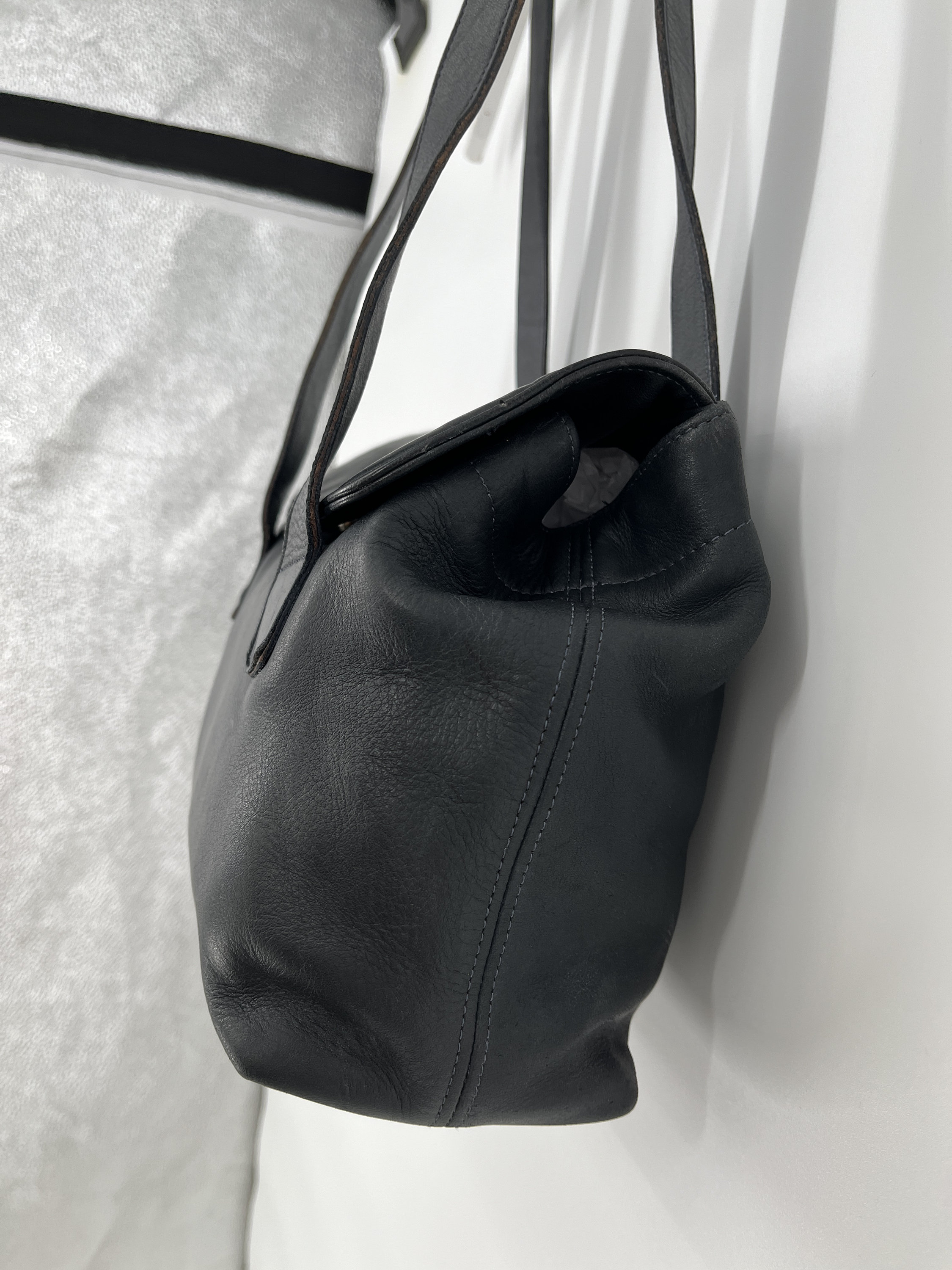 Vintage 1992 Coach Navy Riverside Leather Shoulder Bag  Made in