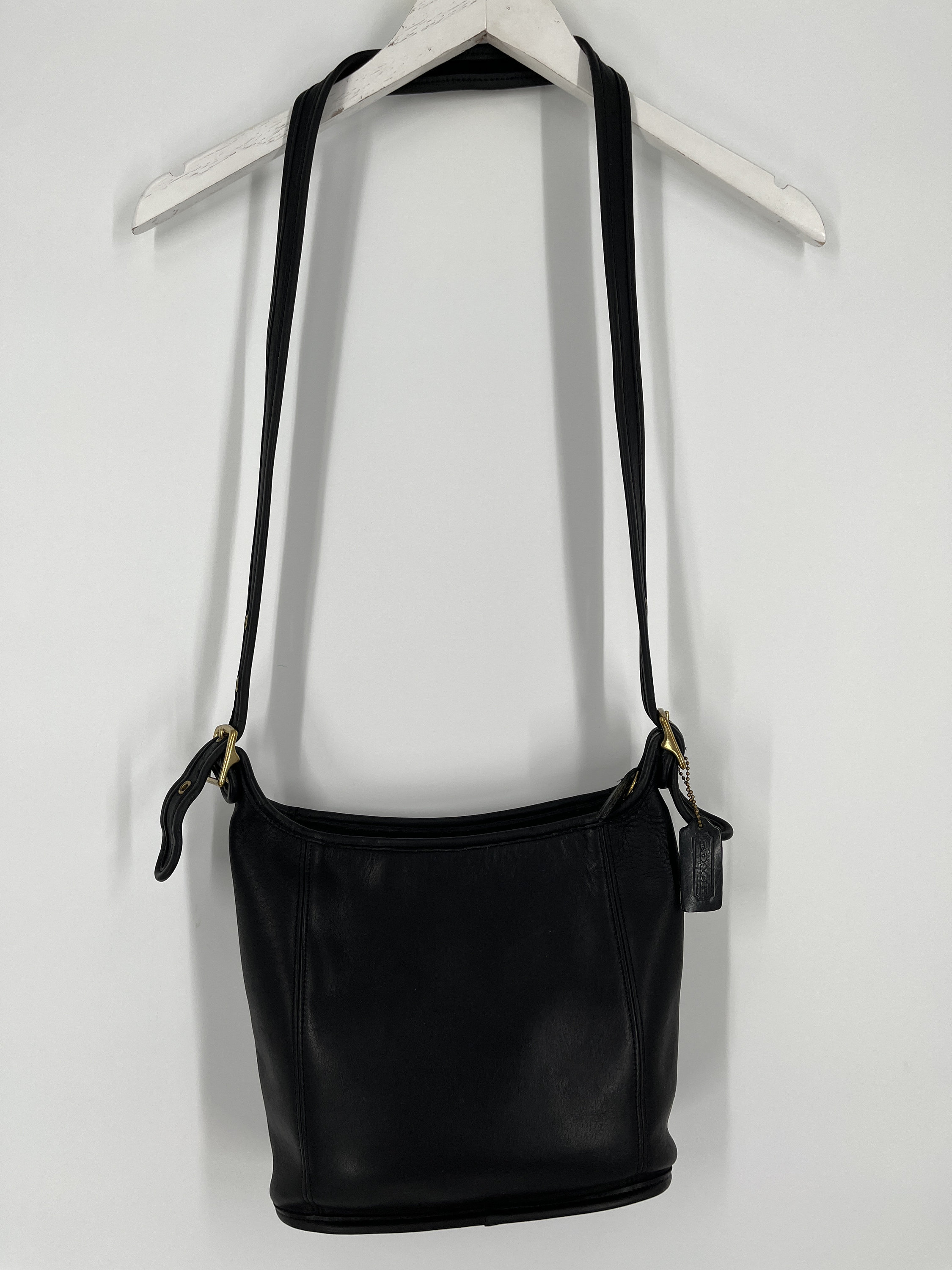 Vintage 90s Coach Black Legacy Slim Duffle Leather Shoulder