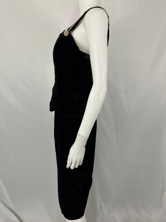 Vintage Scott McClintock Black Velvet Tank Dress … - image 4